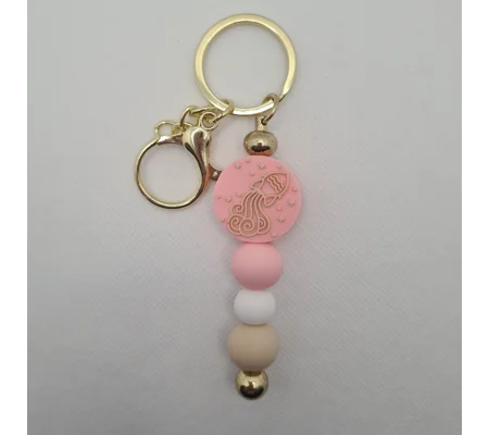 Aquarius Star Sign Silicone Bead Keychain