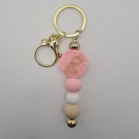 Aquarius Star Sign Silicone Bead Keychain
