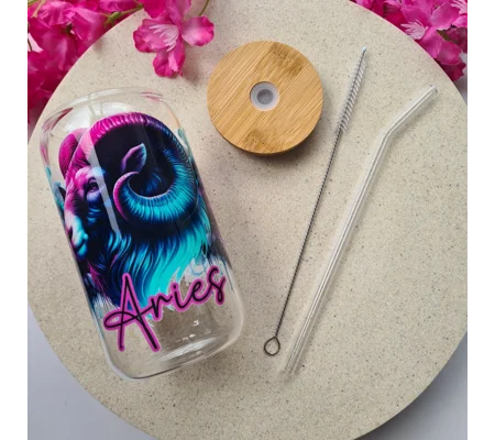 Aries Star Sign Glass Cup