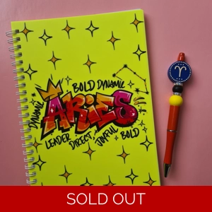 Aries Star Sign Notebook and Pen Bundle