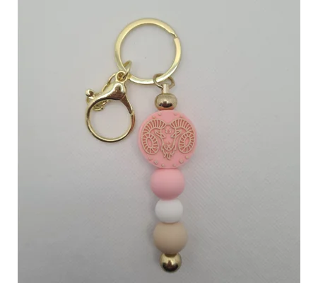 Aries Star Sign Silicone Bead Keychain