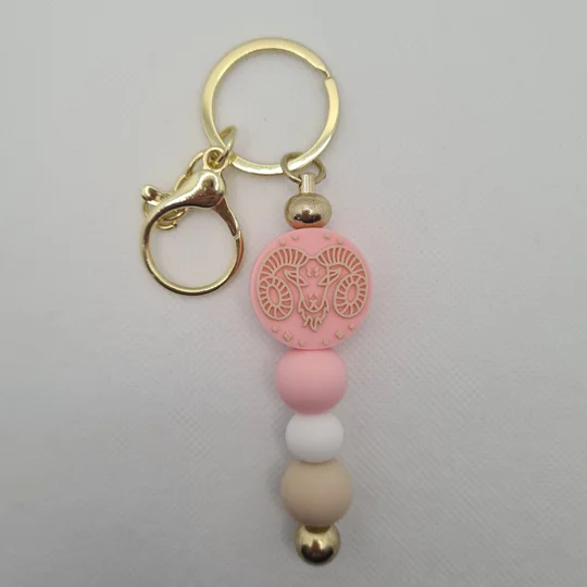 Aries Star Sign Silicone Bead Keychain