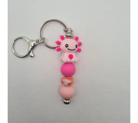 Axolotl Silicone Bead Keychain