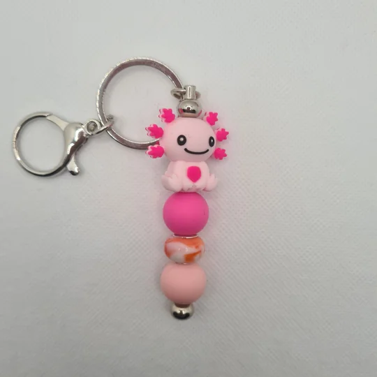Axolotl Silicone Bead Keychain