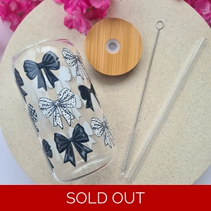 Black Bows Glass Cup