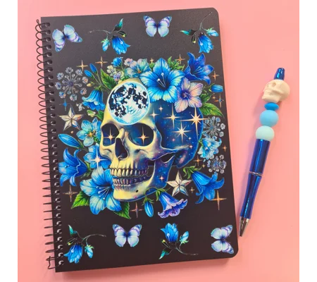 Blue Skull Notebook and Pen Bundle