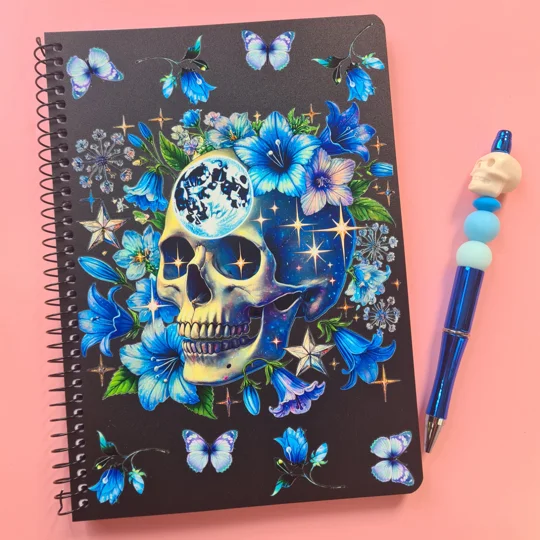 Blue Skull Notebook and Pen Bundle
