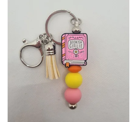 Bookish Girlie Silicone Bead Keychain