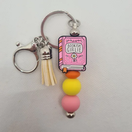 Bookish Girlie Silicone Bead Keychain