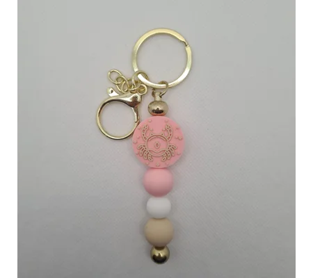 Cancer Star Sign Silicone Bead Keychain