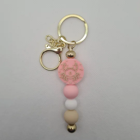 Cancer Star Sign Silicone Bead Keychain