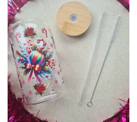 Candy Cane Glass Cup