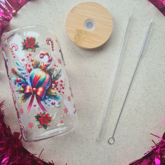 Candy Cane Glass Cup
