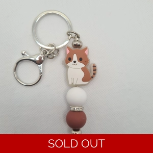 Cat Silicone Bead Keychain