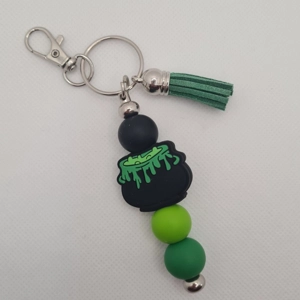 Witches Cauldron Silicone Bead Keychain