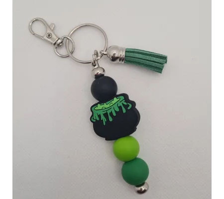 Witches Cauldron Silicone Bead Keychain