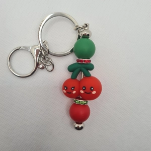 Cherry Silicone Bead Keychain