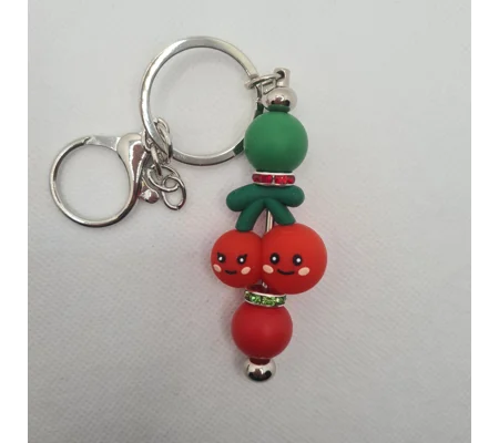 Cherry Silicone Bead Keychain