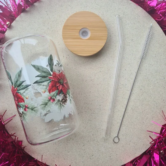 Christmas Deer Glass Cup