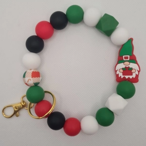 Christmas Gnome Silicone Bead Wristlet