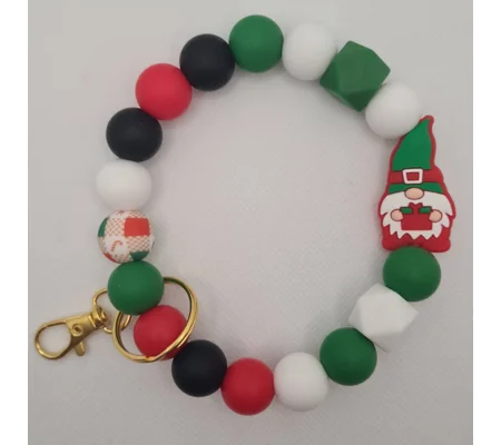 Christmas Gnome Silicone Bead Wristlet