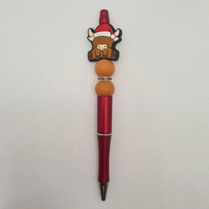 Christmas Highland Cow Silicone Bead Pen