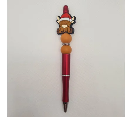 Christmas Highland Cow Silicone Bead Pen