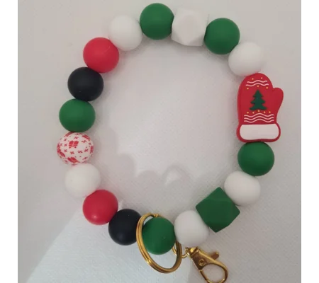 Christmas Mitten Silicone Bead Wristlet