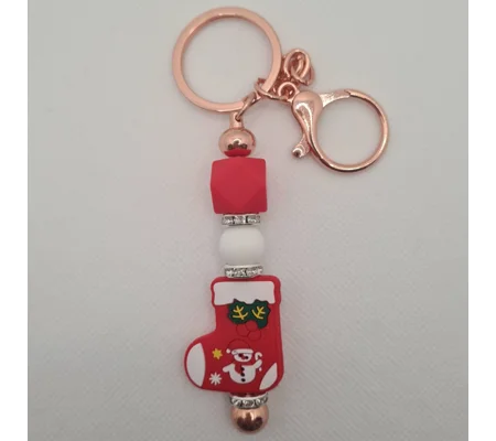 Christmas Stocking Silicone Bead Keychain