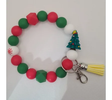 Christmas Tree Silicone Bead Wristlet