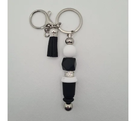 Coffee Cup Silicone Bead Keychain