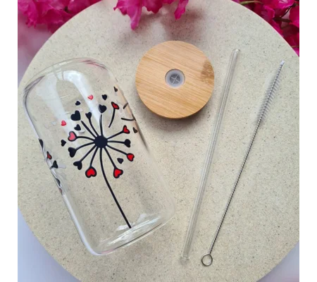 Dandelion Hearts Glass Cup