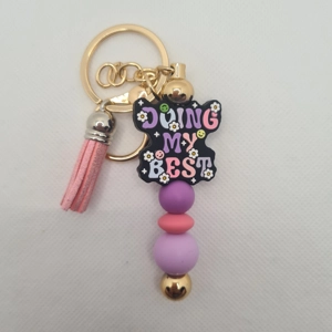 Doing My Best Silicone Bead Keychain