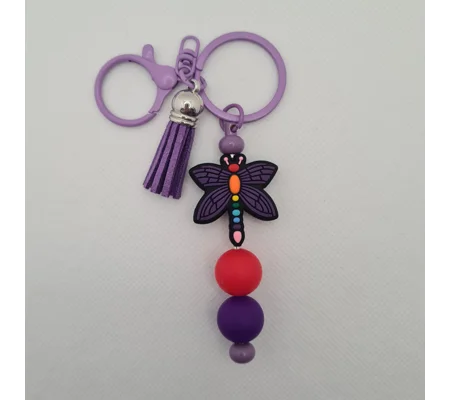 Dragonfly Silicone Bead Keychain