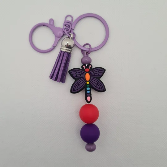 Dragonfly Silicone Bead Keychain
