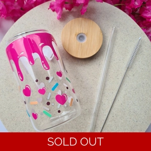 Dripping Hearts with Sprinkles Glass Cup