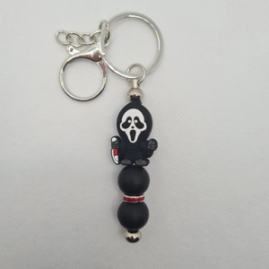 Ghostface Silicone Bead Keychain