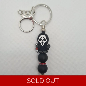 Ghostface Silicone Bead Keychain