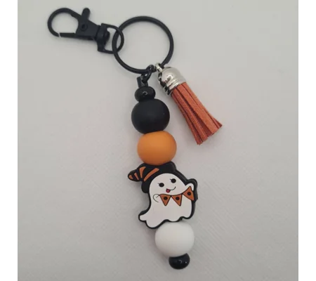Halloween Ghost Silicone Bead Keychain