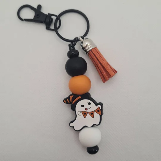 Halloween Ghost Silicone Bead Keychain