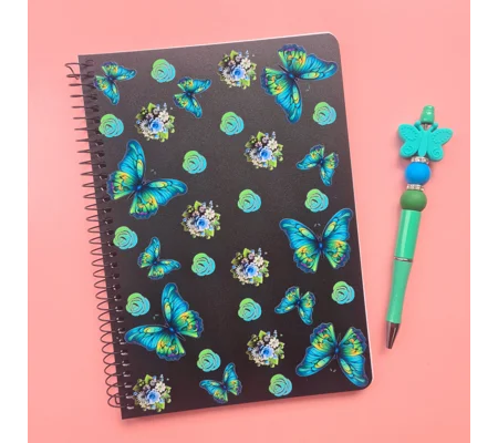 Green Butterflies Notebook and Pen Bundle