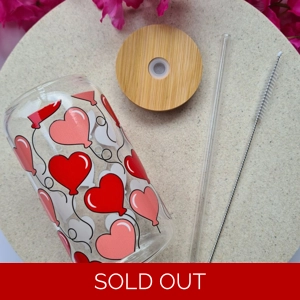 Heart Balloons Glass Cup