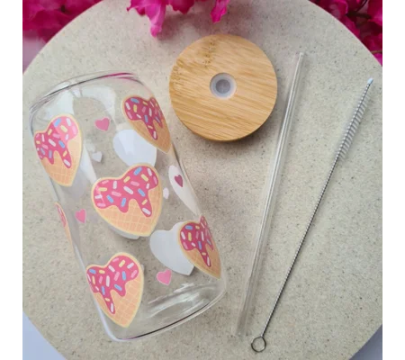 Icecream Hearts Glass Cup