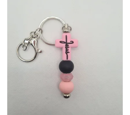 Jesus Silicone Bead Keychain
