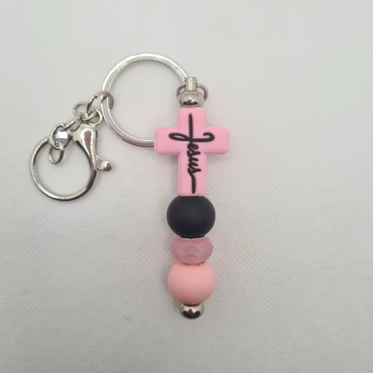 Jesus Silicone Bead Keychain