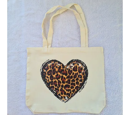 Leopard Print Heart Tote Bag