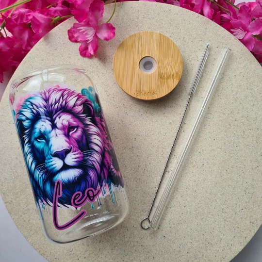 Leo Star Sign Glass Cup