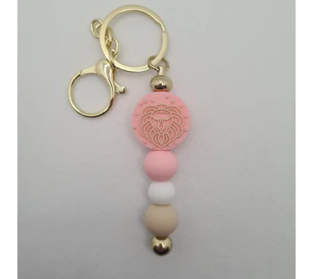Leo Star Sign Silicone Bead Keychain
