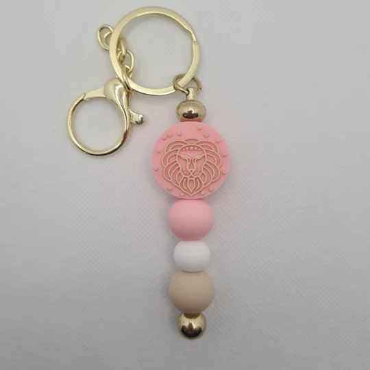 Leo Star Sign Silicone Bead Keychain