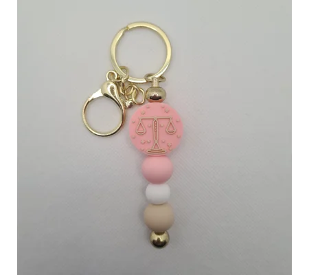 Libra Star Sign Silicone Bead Keychain